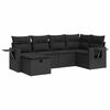 vidaXL 6-dijelni set vrtnih sofa s jastucima crni od poliratana