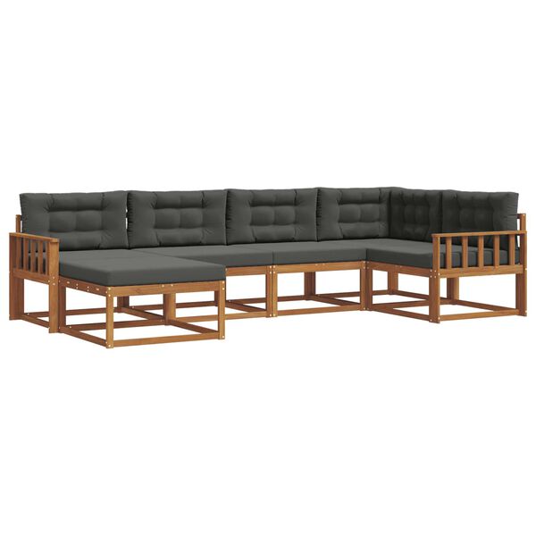 vidaXL Set vanjskih sofa s jastukom 6 pcs Prirodna i antracit