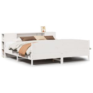 vidaXL Krevet s regalom z knjige bez madraca bijeli 200x200cm borovina