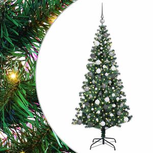 vidaXL Umjetno predsvijetljeno božićno drvce Zelena 180 cm PVC i metal