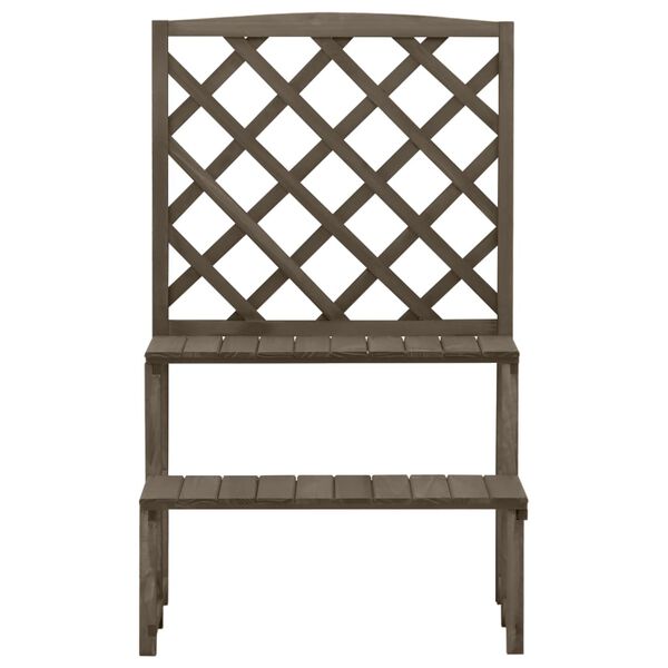 vidaXL Stalak za biljke s rešetkom sivi 70x42x115 cm masivna jelovina