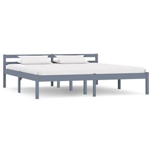 vidaXL Okvir za krevet od masivne borovine sivi 160 x 200 cm