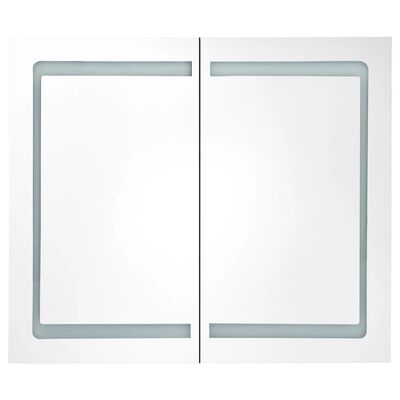 vidaXL LED kupaonski ormarić s ogledalom sjajni bijeli 80 x 12 x 68 cm