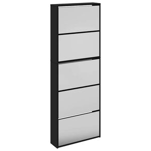 vidaXL Ormarić za cipele s ogledalom 5 razina crni 63 x 17 x 169,5 cm