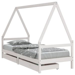 vidaXL Okvir za dječji krevet s ladicama bijeli 80x200 cm od borovine