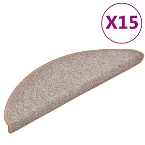 vidaXL Prostirke za stepenice 15 kom 56x17x3 cm svijetlosmeđe poluokrugle