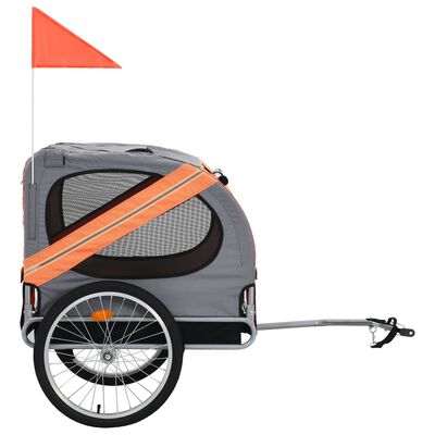 vidaXL Prikolica za bicikl za kućne ljubimce narančasto-siva