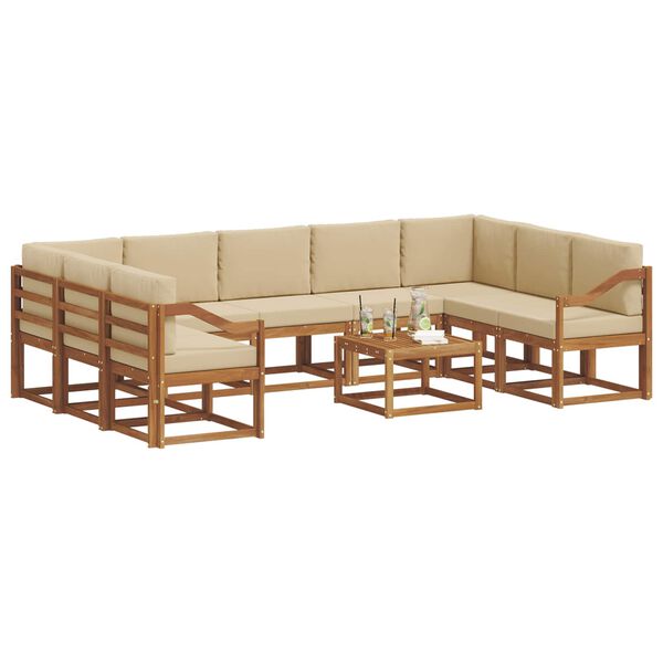 vidaXL Set vanjskih sofa s jastukom 10 pcs Prirodna i bež