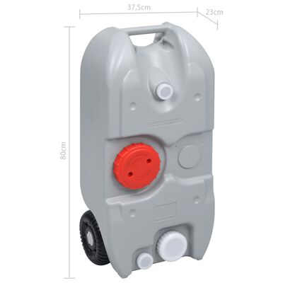 vidaXL Spremnik za vodu na kotačima za kampiranje 40 L sivi