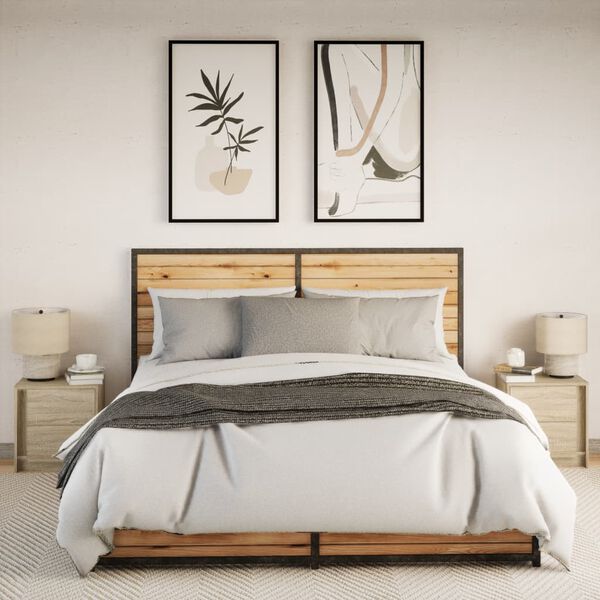 vidaXL Noćni ormarići s LED svjetlima 2 kom boja hrasta sonome