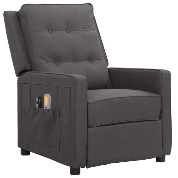 vidaXL Električni masažni naslonjač tamnosivi od tkanine