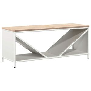 vidaXL Stalak za drva za ogrjev s drvenim vrhom bijeli 100,5x35,5x40cm