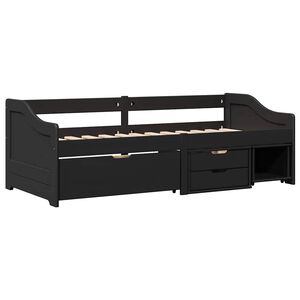 vidaXL Dnevni krevet s 3 ladice bez madraca "IRUN" crni 90x200 cm