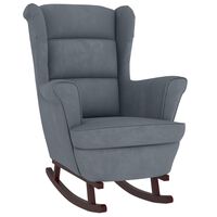 vidaXL Fotelja za ljuljanje s drvenim nogama tamnosiva baršunasta