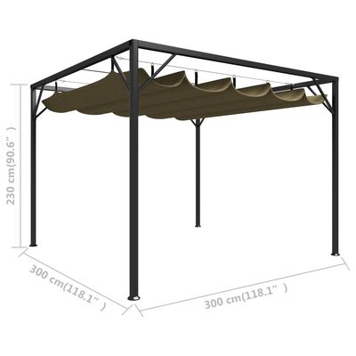 vidaXL Vrtna sjenica s pomičnim krovom 3 x 3 m smeđe-siva 180 g/m²