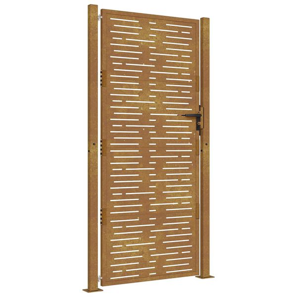 vidaXL Vrtna vrata 100x200 cm od korten čelika, kvadratni dizajn
