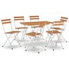 vidaXL 7-dijelni sklopivi bistro set masivno bagremovo drvo i čelik