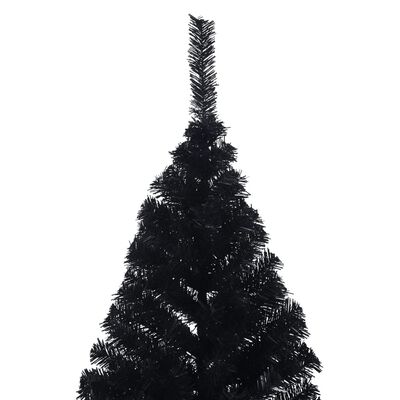 vidaXL Umjetna polovica božićnog drvca sa stalkom crna 210 cm PVC