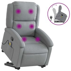 vidaXL Masažni naslonjač na podizanje od tkanine svjetlosivi