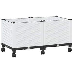 vidaXL Vrtni saksija s kotačima Bijela 80 x 40 x 48 cm PP