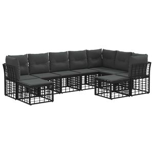 vidaXL Set vanjskih sofa s jastukom 9 pcs Crna i tamno siva Poliester