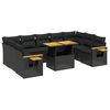 vidaXL 10-dijelni set vrtnih sofa s jastucima crni od poliratana