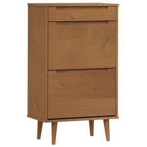 vidaXL Ormarić za cipele MOLDE smeđi 59,5x35x103 cm masivna borovina