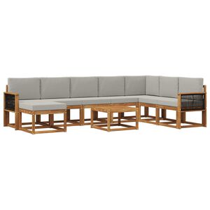 vidaXL Set vanjskih sofa s jastukom 9 pcs Prirodna i svjetlosiva
