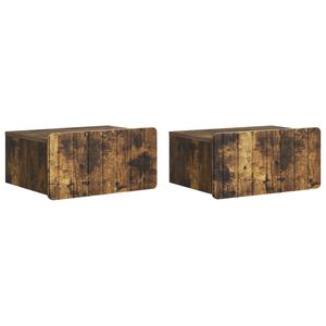 vidaXL Noćni ormarić za montažu na zid s ladicama 2 pcs Dimljeni hrast