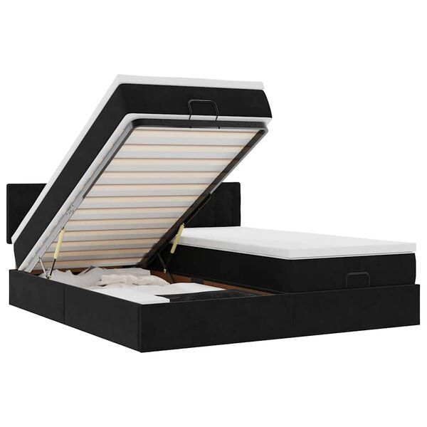 vidaXL Otomanski okvir kreveta s madracima crni 180x200cm baršunasti