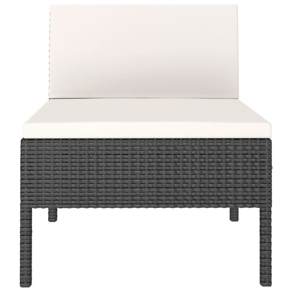 vidaXL Vrtne stolice s jastucima 3 kom od poliratana crne