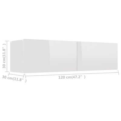 vidaXL TV ormarić sjajni bijeli 120 x 30 x 30 cm od konstruiranog drva