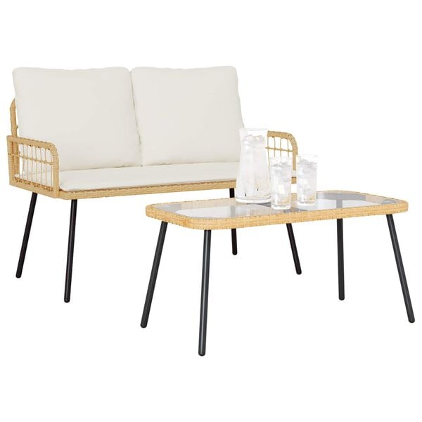 vidaXL Vrtni set za objed 2 pcs Prirodna poliratan