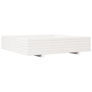 vidaXL Vrtna sadilica bijela 110 x 110 x 26,5 cm od masivne borovine