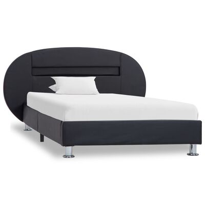 vidaXL Okvir kreveta od umjetne kože s LED svjetlima crni 90 x 200 cm