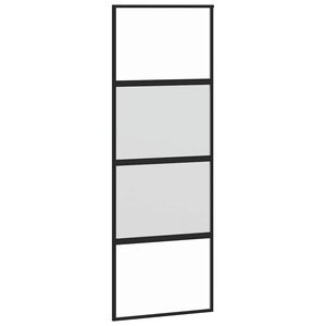 vidaXL Klizna vrata crna 76x205 cm od kaljenog stakla i aluminija