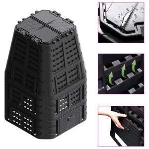 vidaXL Vrtni komposter crni 93,3 x 93,3 x 146 cm 1000 L