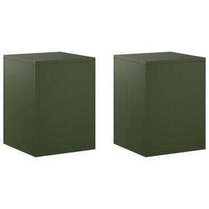 vidaXL Stalak za biljke 2 pcs Maslinastozelena 30 x 30 x 40 cm Čelik