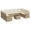 vidaXL 10-dijelni set vrtnih sofa s jastucima bež od poliratana
