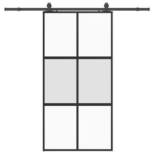 vidaXL Klizna vrata s priborom crna 102,5 x 205 cm kaljeno staklo