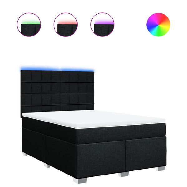 vidaXL Krevet s oprugama i madracem crni 140x200 cm od tkanine