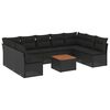 vidaXL 10-dijelni set vrtnih sofa s jastucima crni od poliratana