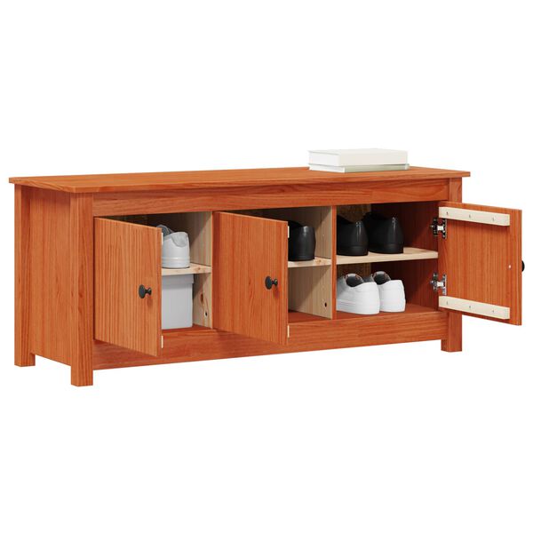 vidaXL Ormar za cipele Vosak Smeđa 110 x 38 x 45,5 cm Masivna borovina
