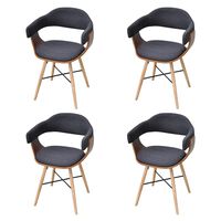 vidaXL Blagovaonske stolice od zaobljenog drva i tkanine 4 kom tamnosive