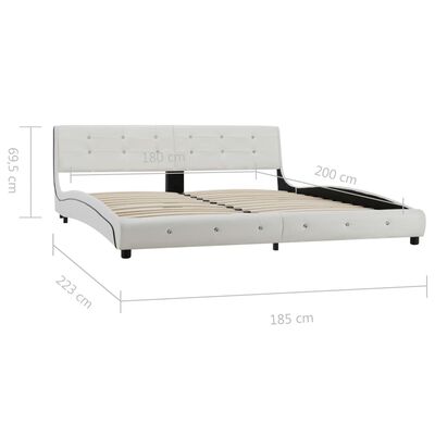 vidaXL Okvir za krevet od umjetne kože bijeli 180 x 200 cm
