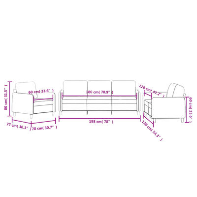 vidaXL 3-dijelni set sofa crni baršunasti
