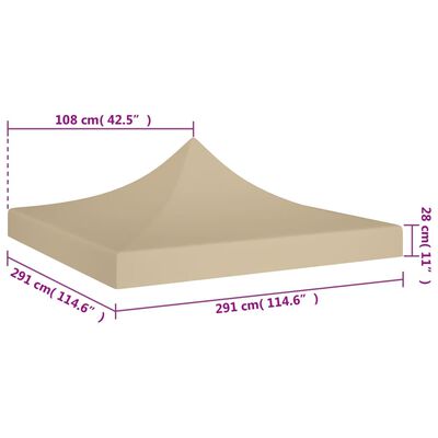 vidaXL Krov za šator za zabave 3 x 3 m bež 270 g/m²