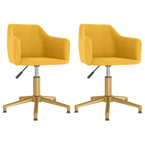vidaXL Okretne blagovaonske stolice 2 kom žute bar&scaron;unaste