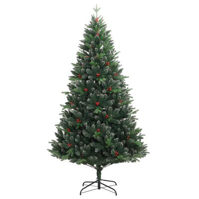 vidaXL Umjetno božićno drvce sa šarkama i crvenim bobicama 180 cm