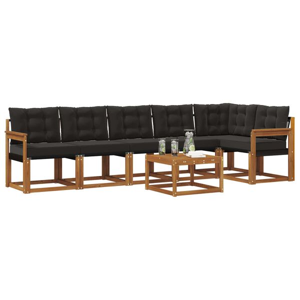 vidaXL Set vanjskih sofa s jastukom 7 pcs Prirodna i crna